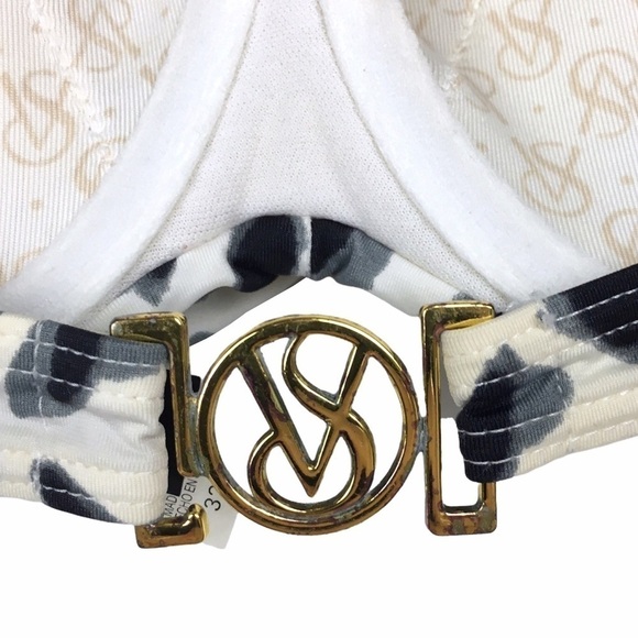 VICTORIA’S SECRET Bikini Top Halter Tie Neck Animal Print Leopard Cheetah 32B - Picture 6 of 15